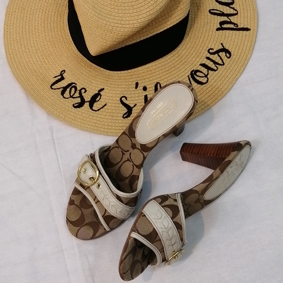 Coach Shoes - Coach Signature Logo Slides Mules Shoes sz 8.5 M